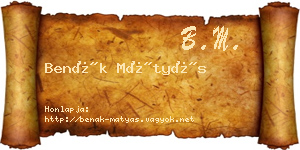Benák Mátyás névjegykártya